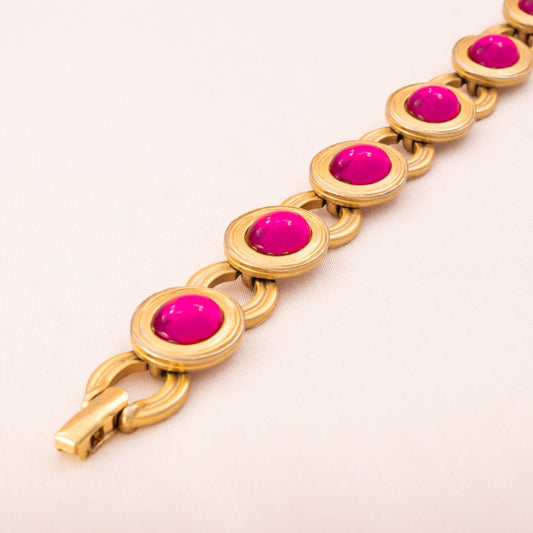 Monet-Armband-matt-vergoldet-ovale-pinkfarbene-Cabochons