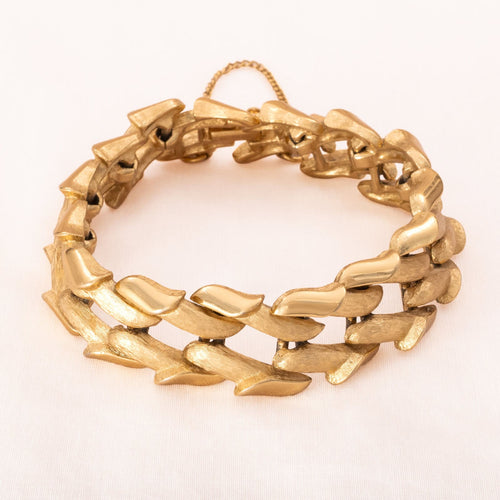MONET Vintage Bracelet 1960s Gold-Plated Matte and Shiny