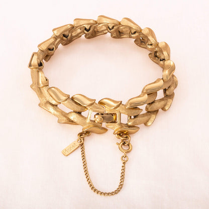 Monet-Armband-Kettenglieder-vergoldet-glänzend-und-matt-signiert