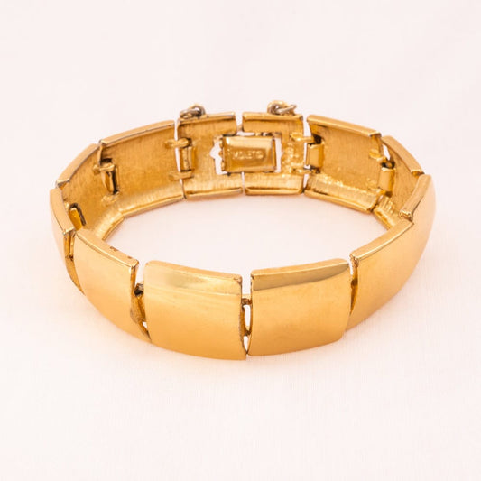 Monet-Armband-vergoldete-quadratische-Metallelemente-Verschluss-Signatur