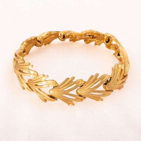 Monet-Armband-vergoldet-abstrakte-Blätter-Kettenglieder