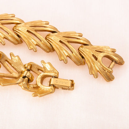 Monet-Armband-vergoldet-abstrakte-Blätter-Kettenglieder-signiert