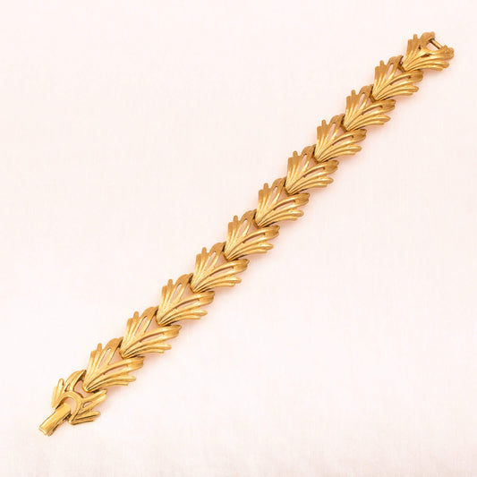 Monet-Armband-vergoldet-abstrakte-Blätter-Kettenglieder