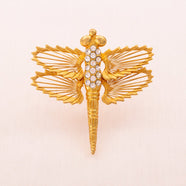 MONET Brosche Libelle vergoldet mit Kristallen verziert