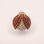 MONET Vintage Brosche Marienkäfer Strass vergoldet