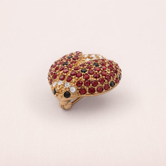 Monet-Brosche-Marienkäfer-rot-schwarz-weiß-Strass