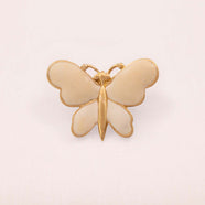 MONET Vintage Brosche Schmetterling cremefarbene Emaille vergoldet