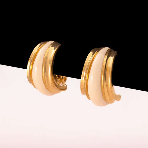 MONET gold-plated clip earrings enamelled