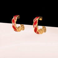 MONET ear clips gold-plated hoops with red enamel
