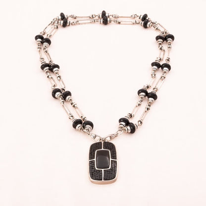 Vintage-Designer-Schmuck-Monet-Halskette-schwarz-wandelbar