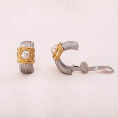 Monet-Bicolor-Ohrclips-Kreolen-mit-Perle