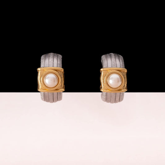 Monet-Bicolor-Ohrclips-Kreolen-mit-Perle