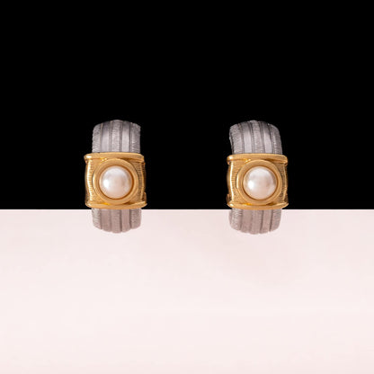 Monet-Bicolor-Ohrclips-Kreolen-mit-Perle