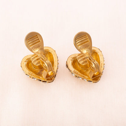 Monet-Herz-Ohrclips-vergoldete-Rückseiten-signiert