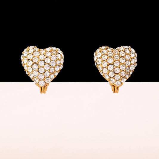 Monet-Herz-Ohrclips-vergoldet-Kristall-besetzt