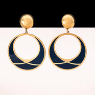 MONET Ohrclips Kreolen vergoldet mit blauer Emaille verziert