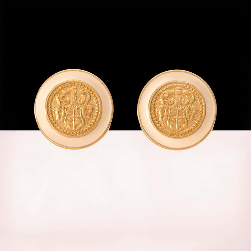 MONET elegant ear clips in noble coin design