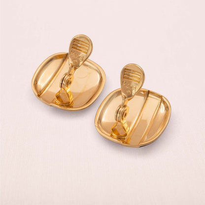 Monet-Ohrclips-eckig-vergoldete-Rückseiten-signiert