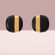 MONET Vintage Ohrclips 1980er quadratisch schwarze Emaille