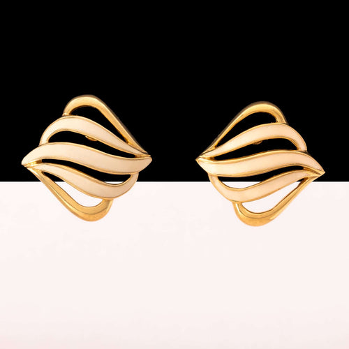 MONET elegant earrings made with cream-colored enamel