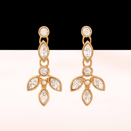 Monet-Ohrringe-vergoldet-Kristall-Hänger-Navetteschliff