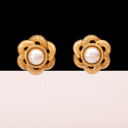 Monet-Ohrringe-vergoldete-Blume-Perle