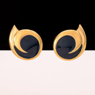 MONET Swirl Ohrringe vergoldet mit blauer Emaille verziert