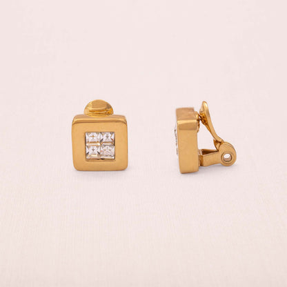 Napier-Ohrclips-quadratisch-vergoldet-eckige-Kristalle