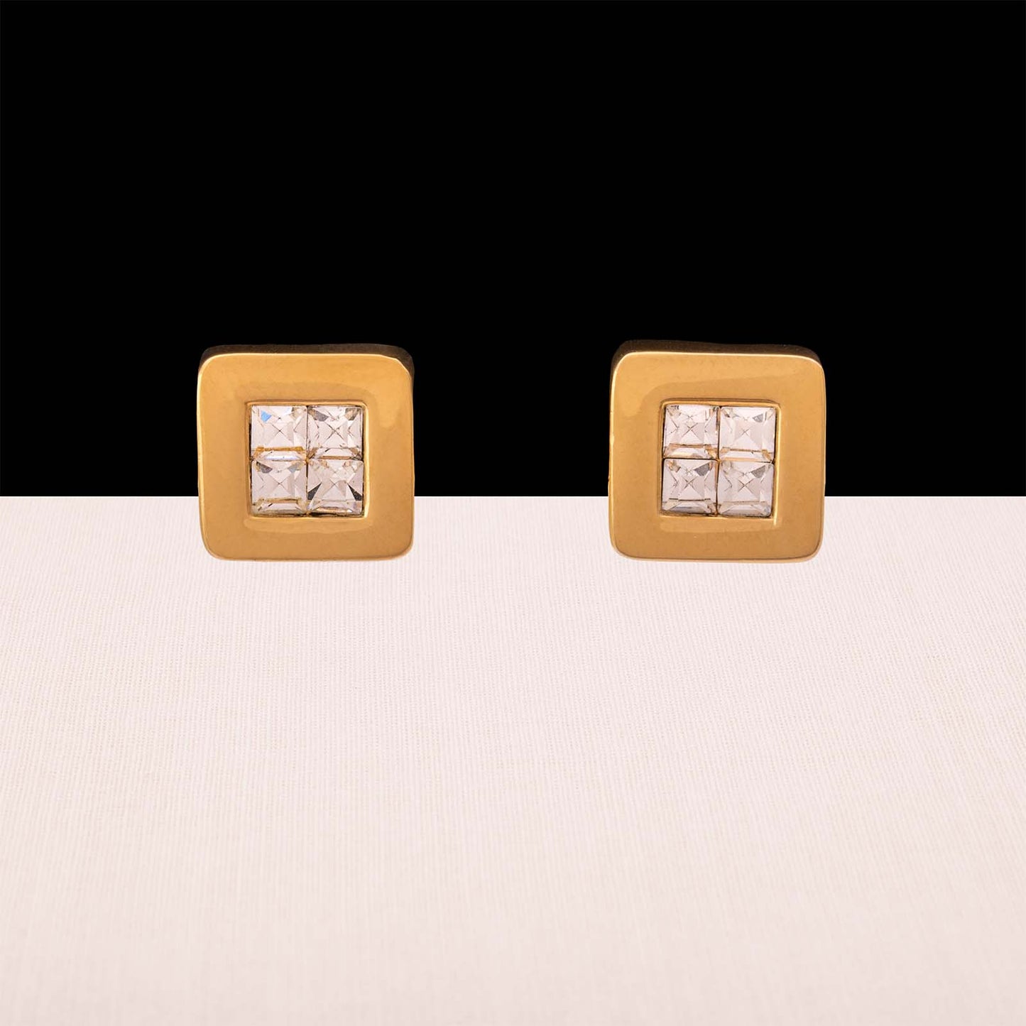 Napier-Ohrclips-quadratisch-vergoldet-eckige-Kristalle