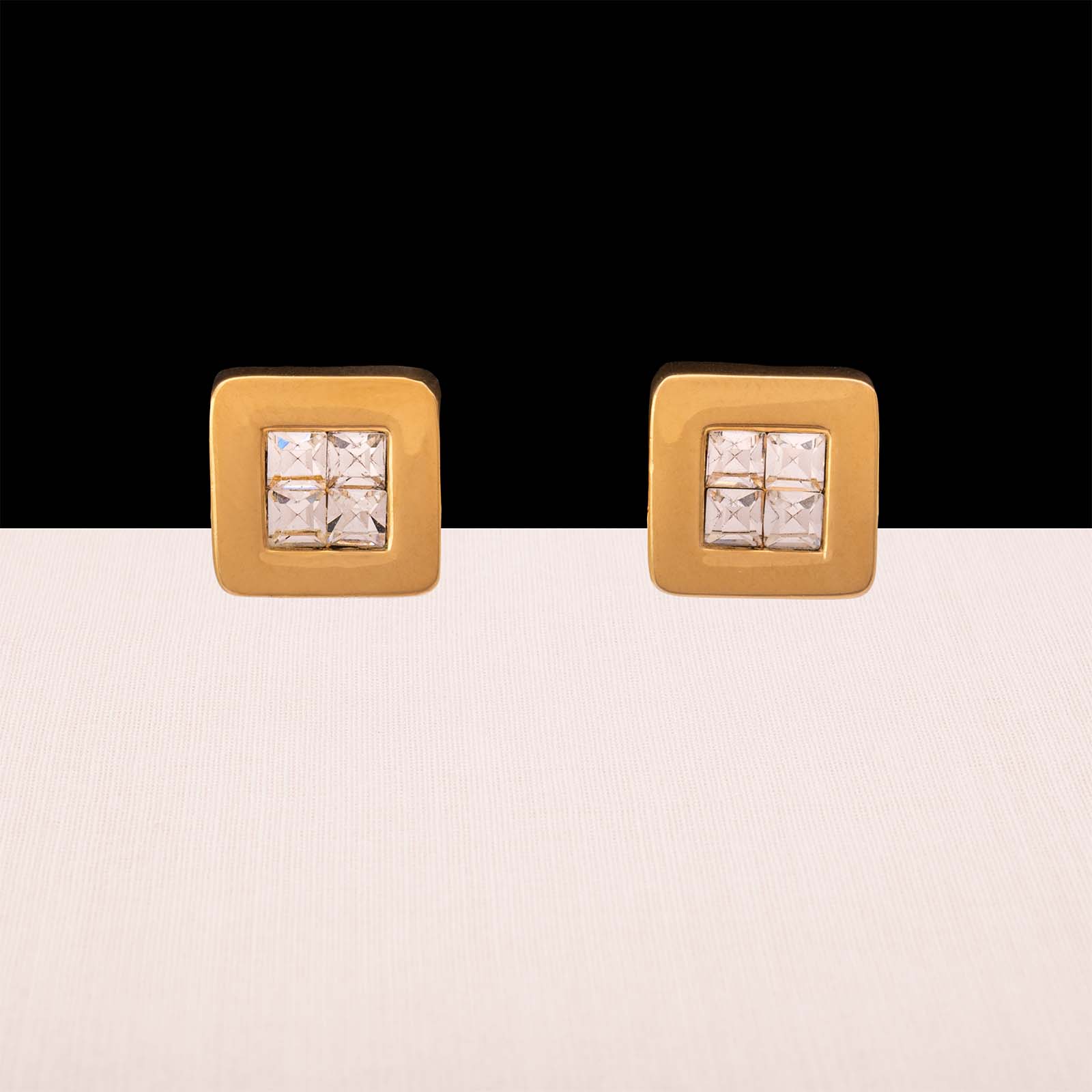 Napier-Ohrclips-quadratisch-vergoldet-eckige-Kristalle