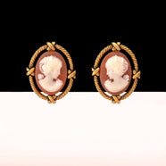 NAPIER Vintage Ohrringe Gemmen vergoldet Antik Revival