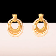 NAPIER Vintage Ohrringe 1970er Türklopfer vergoldet cremefarben