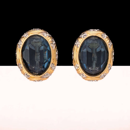 NINA RICCI elegant earrings with blue crystals