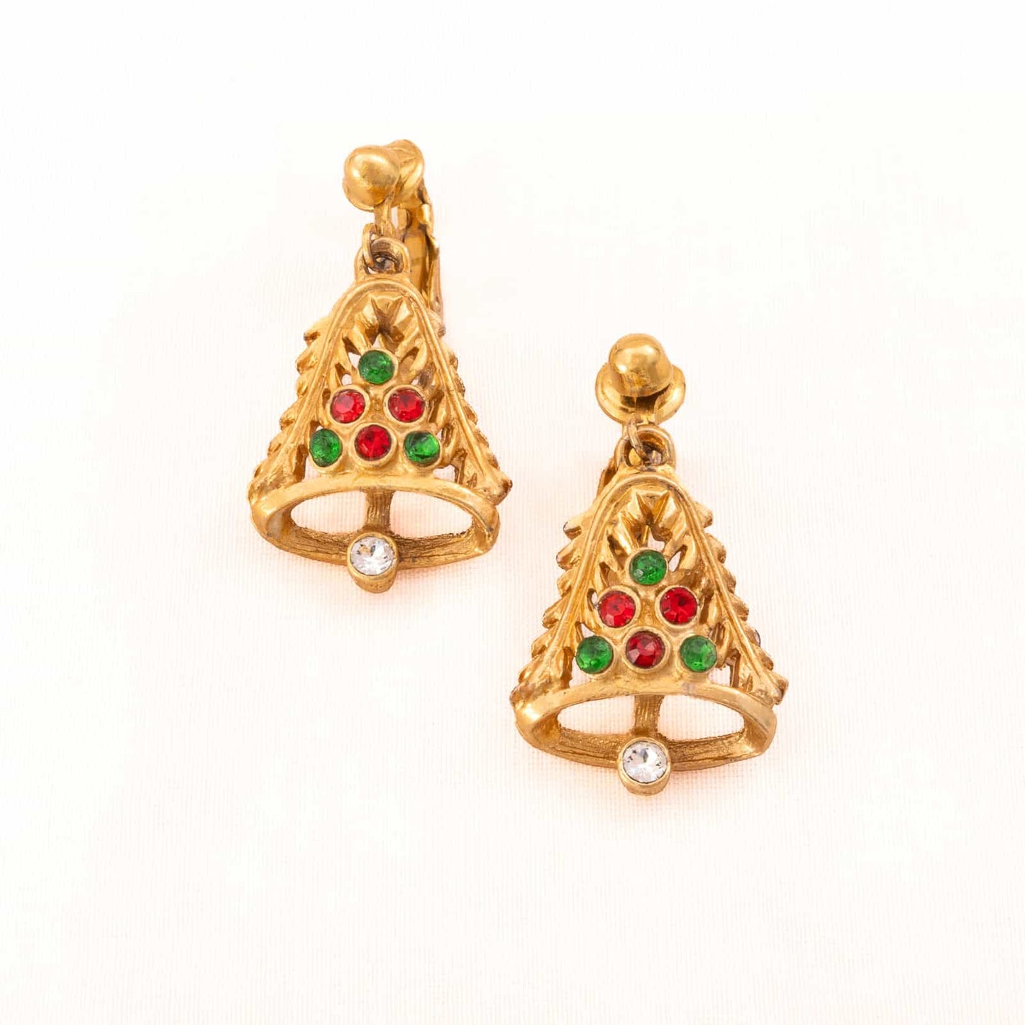 Ohrclips-Weihnachtsglocken-veergoldet-Strass-rot-grün-weiß