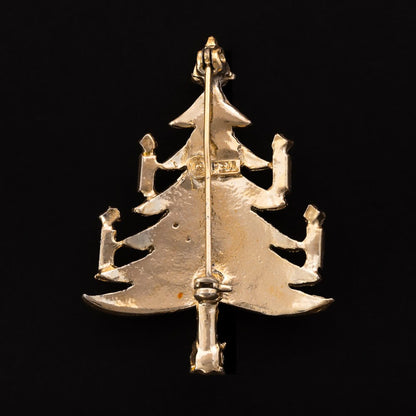 Pell-Weihnachtsbaum-Brosche-goldfarbene-Rückseite-signiert