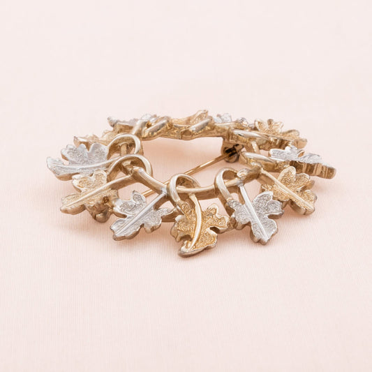 Sarah-Coventry-Brosche-Blätter-Kreis-Girlande-bicolor