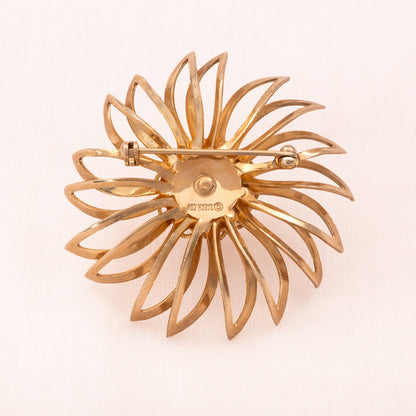 Sarah-Coventry-Brosche-Blume-vergoldete-Rückseite-signiert