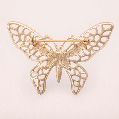 Sarah-Coventry-Schmetterling-Brosche-durchbrochen-hellgoldfarben