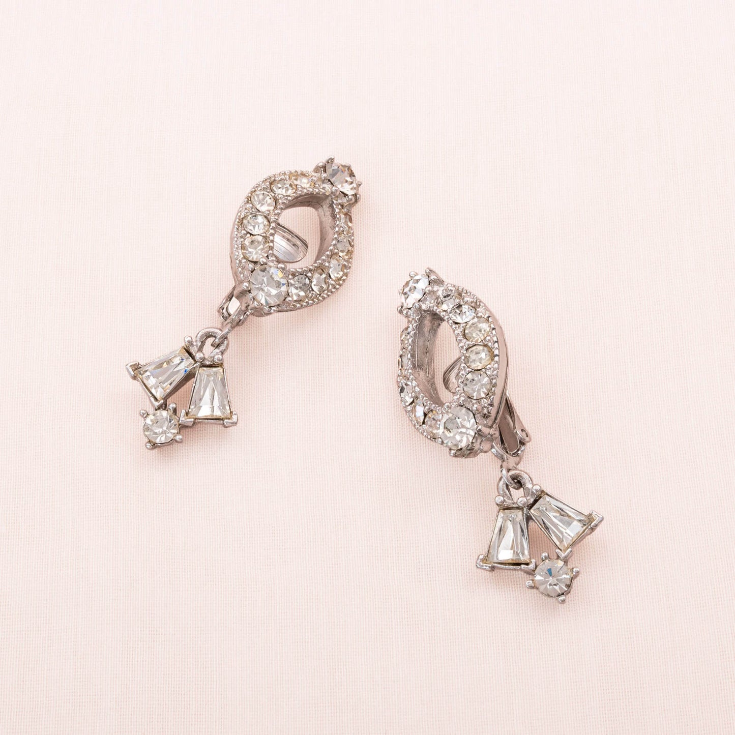 Sarah-Coventry-Ohrclips-elegante-Strass-Hänger