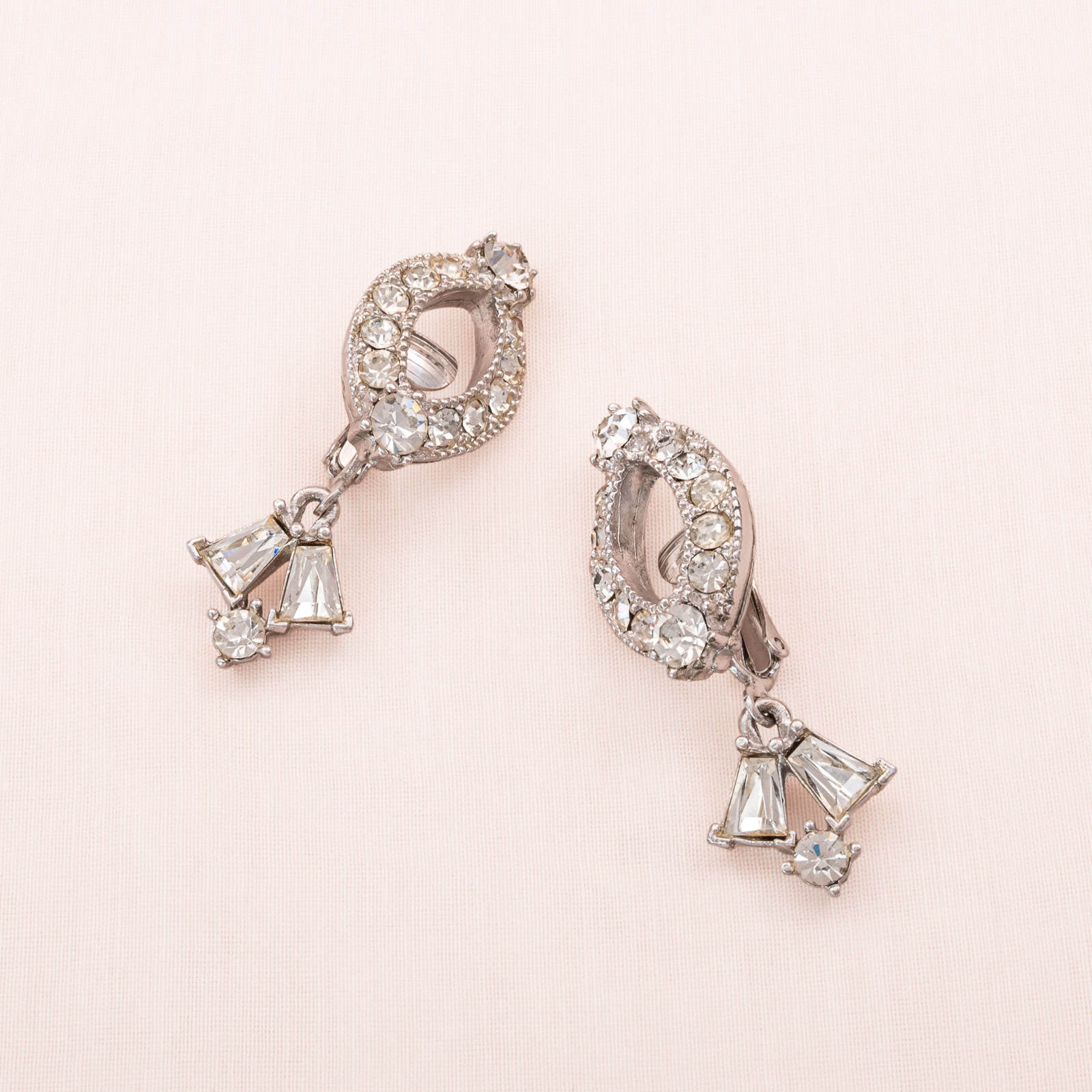 Sarah-Coventry-Ohrclips-elegante-Strass-Hänger