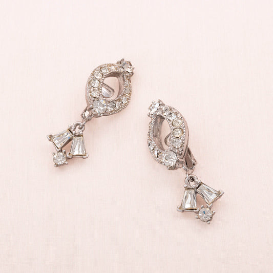 Sarah-Coventry-Ohrclips-elegante-Strass-Hänger