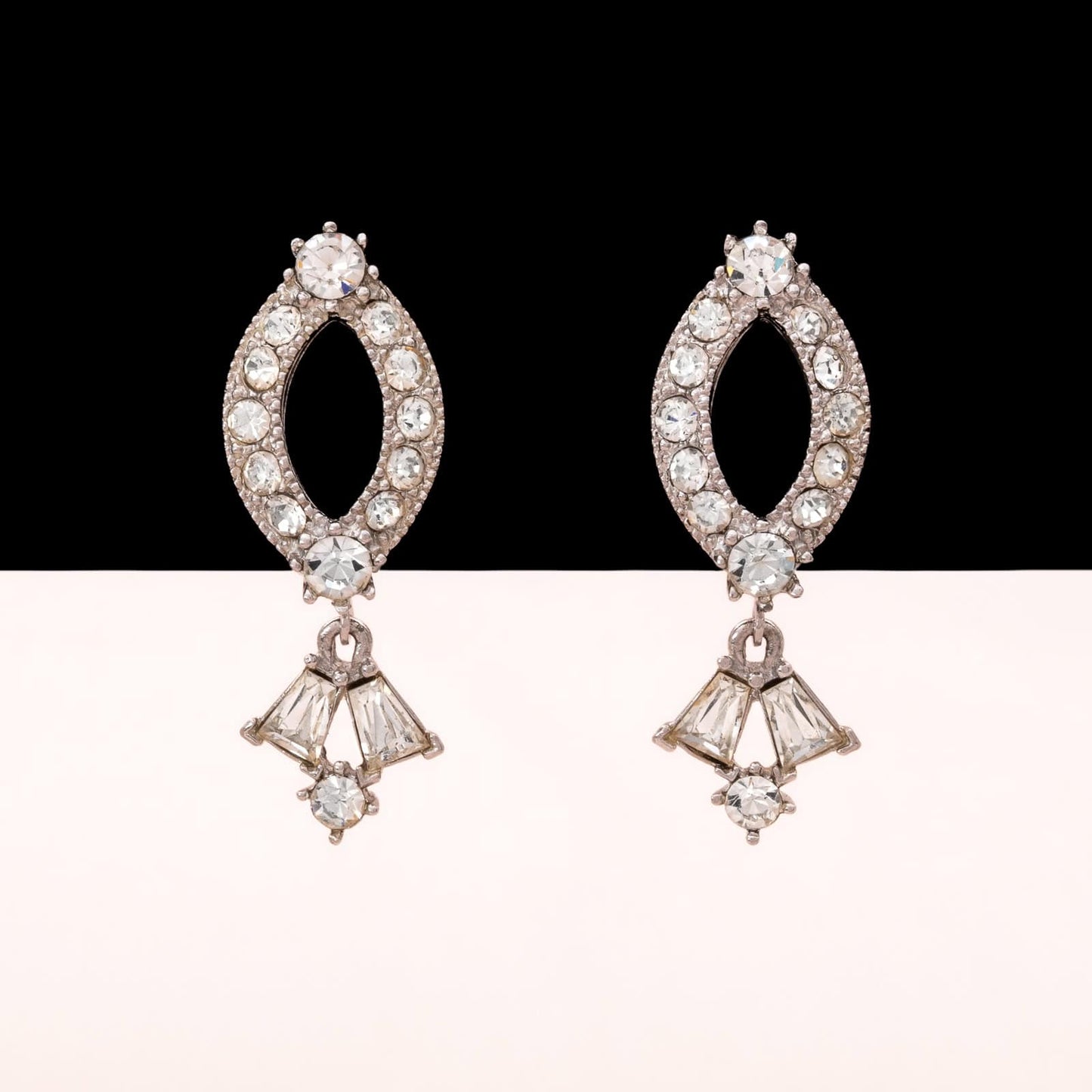 Sarah-Coventry-Ohrclips-elegante-Strass-Hänger