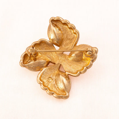 Swarovski-Brosche-vergoldete-Rückseite-Schwan-Signatur