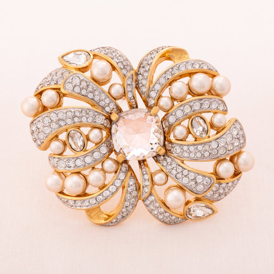 Swarovski-große-Brosche-Kristalle-Perlen-Schleifenform