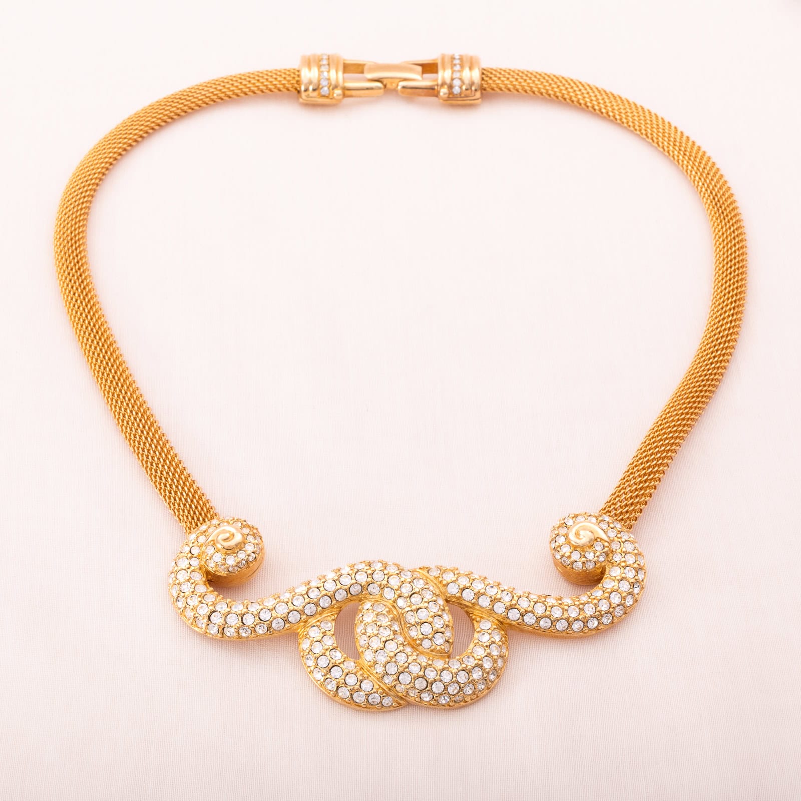 Swarovski-Halskette-1990er-vergoldetes-Collier-Couture-Style