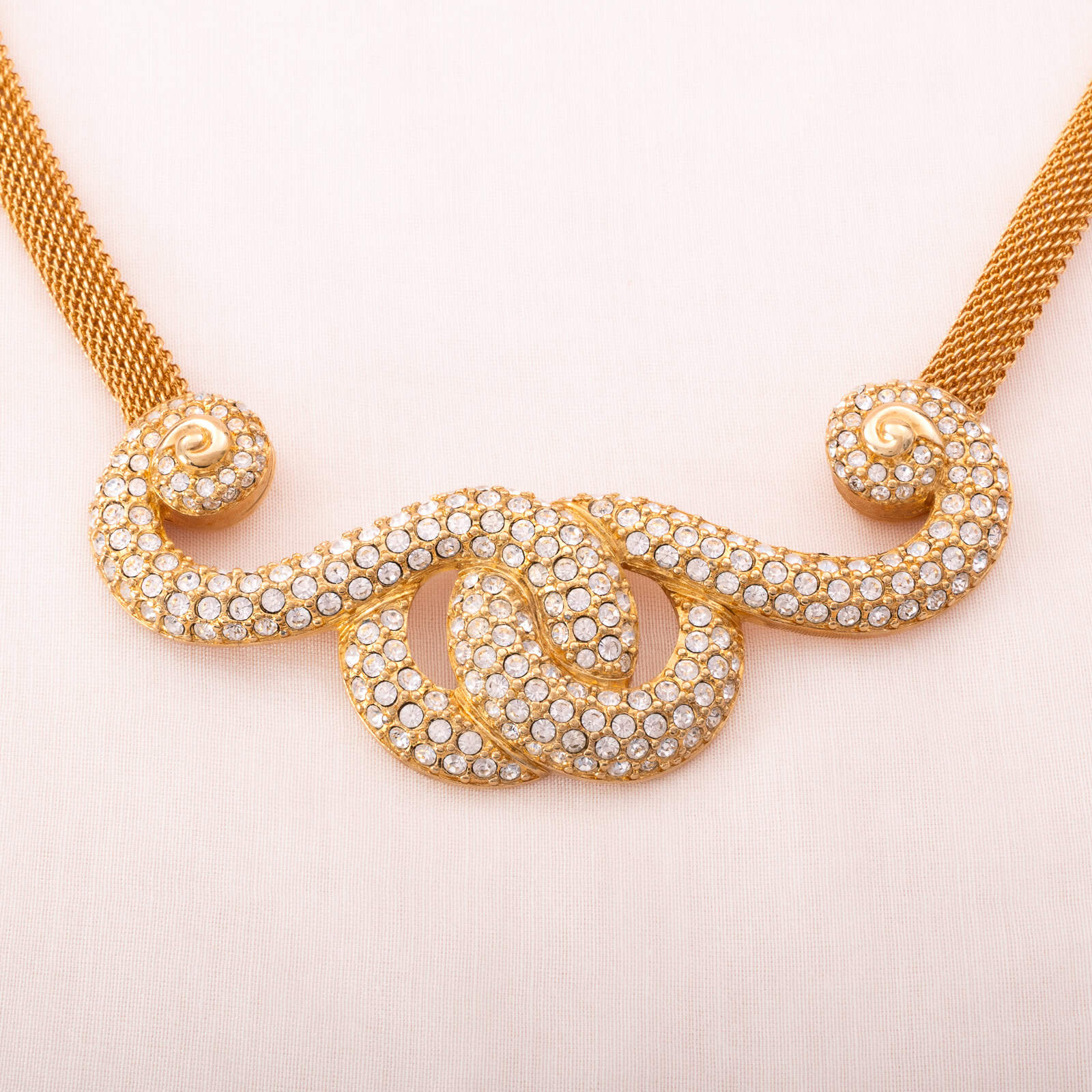 Swarovski-Halskette-1990er-vergoldetes-Collier-Couture-Style