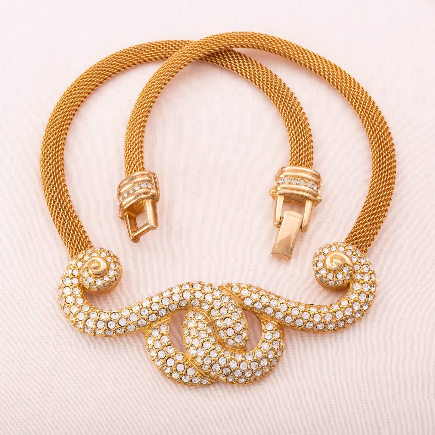 Swarovski-Halskette-1990er-vergoldetes-Collier-Couture-Style