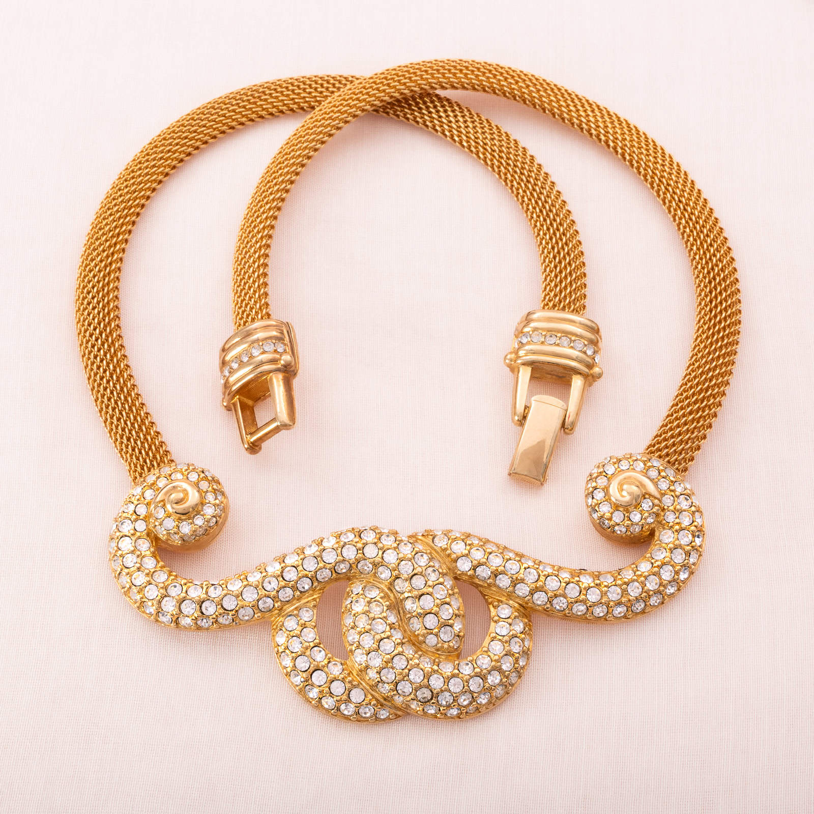 Swarovski-Halskette-1990er-vergoldetes-Collier-Couture-Style