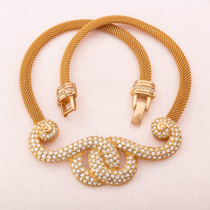 Swarovski-Halskette-1990er-vergoldetes-Collier-Couture-Style