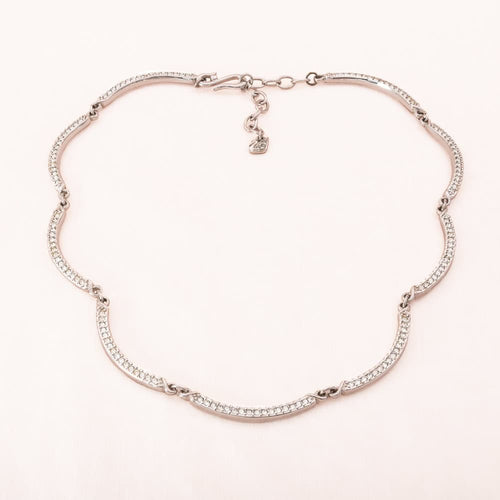 SWAROVSKI Wellen Halskette rhodiniert mit Kristallen besetzt